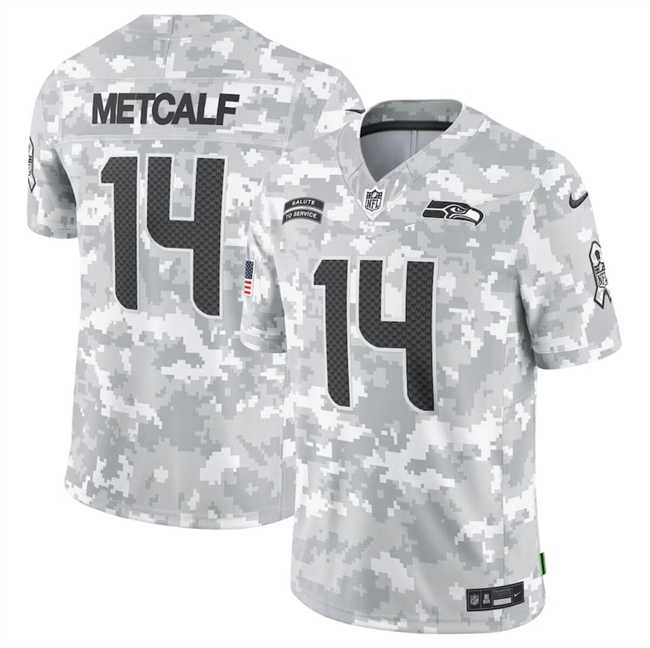 Men%27s Seattle Seahawks #14 DK Metcalf 2024 Arctic Camo Salute To Service Limited Stitched Jersey Dyin->san francisco 49ers->NFL Jersey